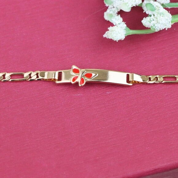 Rose Gold Butterfly Charm Bracelet, Gold Plated Over Brass, XPBL0702 - Picture 7 of 12